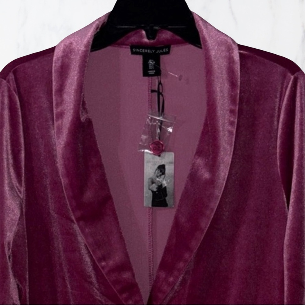 Sincerely Jules Velvet One front button Pockets Velvet Blazer Sz L NWT - Picture 3 of 6